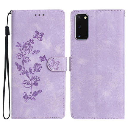Flower Butterfly Embossing Pattern Leather Phone Case, For Samsung Galaxy A21s, For Samsung Galaxy S20 Ultra, For Samsung Galaxy S20, For Samsung Galaxy S20+