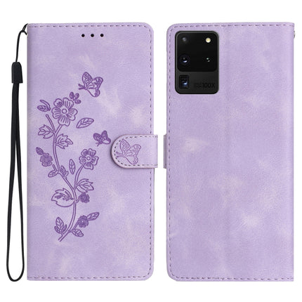 Flower Butterfly Embossing Pattern Leather Phone Case, For Samsung Galaxy A21s, For Samsung Galaxy S20 Ultra, For Samsung Galaxy S20, For Samsung Galaxy S20+