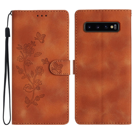 Flower Butterfly Embossing Pattern Leather Phone Case, For Samsung Galaxy S10+, For Samsung Galaxy S10