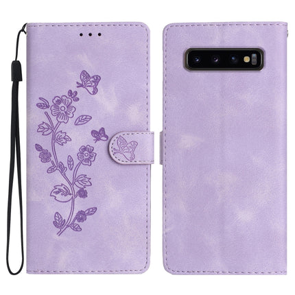 Flower Butterfly Embossing Pattern Leather Phone Case, For Samsung Galaxy S10+, For Samsung Galaxy S10