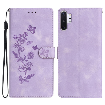 Flower Butterfly Embossing Pattern Leather Phone Case, For Samsung Galaxy Note10+, For Samsung Galaxy A20e, For Samsung Galaxy A70, For Samsung Galaxy A40