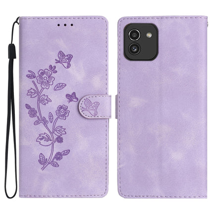 Flower Butterfly Embossing Pattern Leather Phone Case, For Samsung Galaxy A73 5G, For Samsung Galaxy A03 Core, For Samsung Galaxy A33 5G, For Samsung Galaxy A03 164