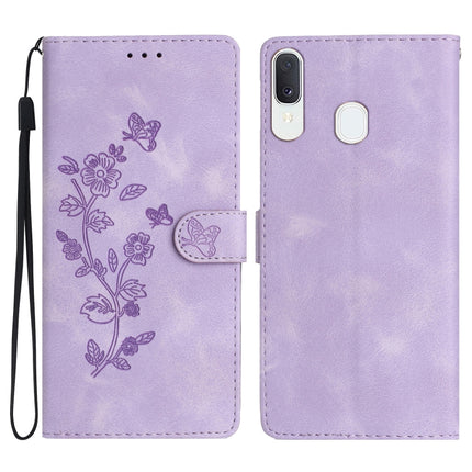Flower Butterfly Embossing Pattern Leather Phone Case, For Samsung Galaxy Note10+, For Samsung Galaxy A20e, For Samsung Galaxy A70, For Samsung Galaxy A40