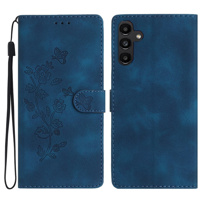 Flower Butterfly Embossing Pattern Leather Phone Case, For Samsung Galaxy A04 Core, For Samsung Galaxy A05s, For Samsung Galaxy A34 5G, For Samsung Galaxy S24 5G