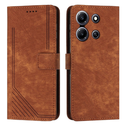 Skin Feel Stripe Pattern Leather Phone Case with Lanyard, For Infinix Note 30i, For Infinix Note 30 Pro, For Infinix Note 30 VIP, For Infinix Hot 30