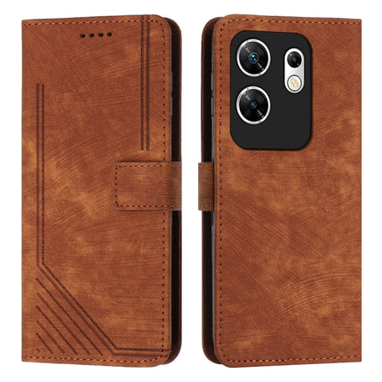Skin Feel Stripe Pattern Leather Phone Case with Lanyard, For Infinix Zero 30 4G, For Infinix Zero 30 5G, For Infinix Hot 30 Play NFC, For Infinix Note 30/Note 30 5G