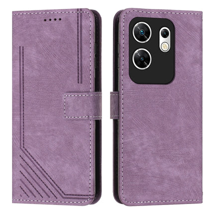 Skin Feel Stripe Pattern Leather Phone Case with Lanyard, For Infinix Zero 30 4G, For Infinix Zero 30 5G, For Infinix Hot 30 Play NFC, For Infinix Note 30/Note 30 5G