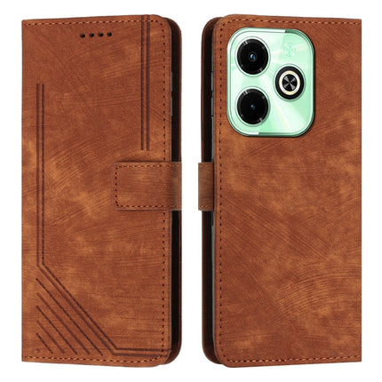 Skin Feel Stripe Pattern Leather Phone Case with Lanyard, For Infinix Note 40 4G, For Infinix Hot 40 / 40 Pro, For Infinix Hot 40i, For Infinix Smart 8