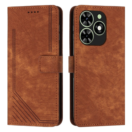 Skin Feel Stripe Pattern Leather Phone Case with Lanyard, For Infinix Note 40 4G, For Infinix Hot 40 / 40 Pro, For Infinix Hot 40i, For Infinix Smart 8