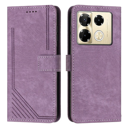 Skin Feel Stripe Pattern Leather Phone Case with Lanyard, For Infinix Hot 50 Pro+ 4G, For Infinix Note 40 5G, For Infinix GT 20 Pro, For Infinix Note 40 Pro 4G / 5G