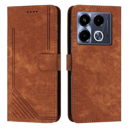 Skin Feel Stripe Pattern Leather Phone Case with Lanyard, For Infinix Note 40 4G, For Infinix Hot 40 / 40 Pro, For Infinix Hot 40i, For Infinix Smart 8