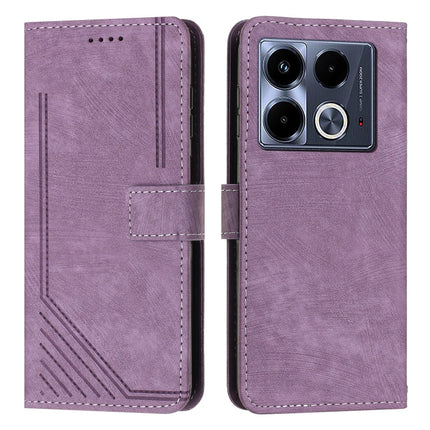 Skin Feel Stripe Pattern Leather Phone Case with Lanyard, For Infinix Note 40 4G, For Infinix Hot 40 / 40 Pro, For Infinix Hot 40i, For Infinix Smart 8