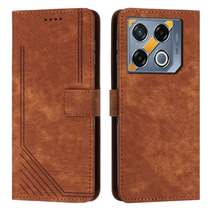 Skin Feel Stripe Pattern Leather Phone Case with Lanyard, For Infinix Hot 50 Pro+ 4G, For Infinix Note 40 5G, For Infinix GT 20 Pro, For Infinix Note 40 Pro 4G / 5G