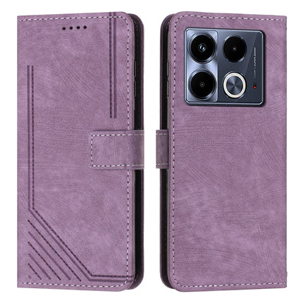Skin Feel Stripe Pattern Leather Phone Case with Lanyard, For Infinix Hot 50 Pro+ 4G, For Infinix Note 40 5G, For Infinix GT 20 Pro, For Infinix Note 40 Pro 4G / 5G
