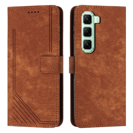 Skin Feel Stripe Pattern Leather Phone Case with Lanyard, For Infinix Note 50 Pro+, For Infinix Note 50 4G / 50 Pro 4G, For Infinix Hot 50 Pro 4G, For Infinix Hot 50i