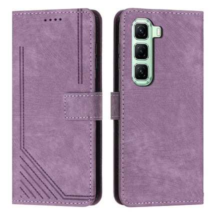 Skin Feel Stripe Pattern Leather Phone Case with Lanyard, For Infinix Note 50 Pro+, For Infinix Note 50 4G / 50 Pro 4G, For Infinix Hot 50 Pro 4G, For Infinix Hot 50i