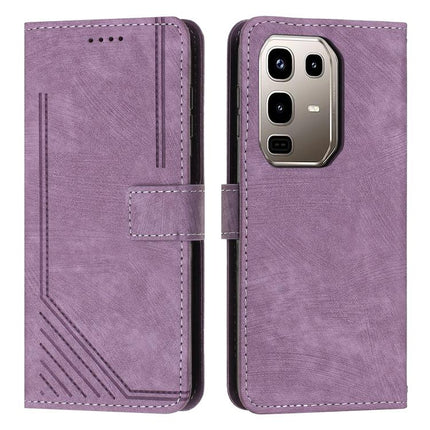 Skin Feel Stripe Pattern Leather Phone Case with Lanyard, For Infinix Note 50 Pro+, For Infinix Note 50 4G / 50 Pro 4G, For Infinix Hot 50 Pro 4G, For Infinix Hot 50i