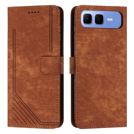 Skin Feel Stripe Pattern Leather Phone Case with Lanyard, For Infinix Hot 60 4G / Hot 60i 4G, For Infinix Hot 60 Pro+ 4G, For Infinix Hot 60 Pro 4G, For Infinix Smart 10 Plus 4G
