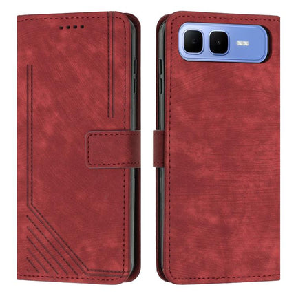 Skin Feel Stripe Pattern Leather Phone Case with Lanyard, For Infinix Hot 60 4G / Hot 60i 4G, For Infinix Hot 60 Pro+ 4G, For Infinix Hot 60 Pro 4G, For Infinix Smart 10 Plus 4G