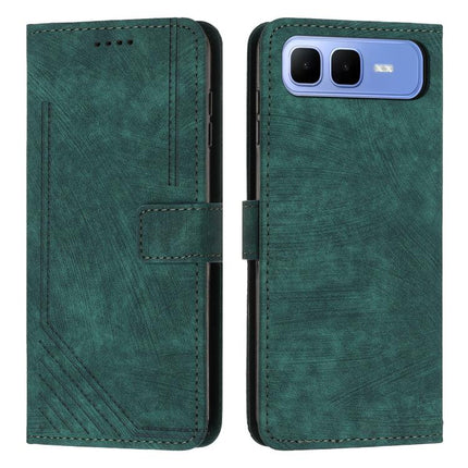 Skin Feel Stripe Pattern Leather Phone Case with Lanyard, For Infinix Hot 60 4G / Hot 60i 4G, For Infinix Hot 60 Pro+ 4G, For Infinix Hot 60 Pro 4G, For Infinix Smart 10 Plus 4G