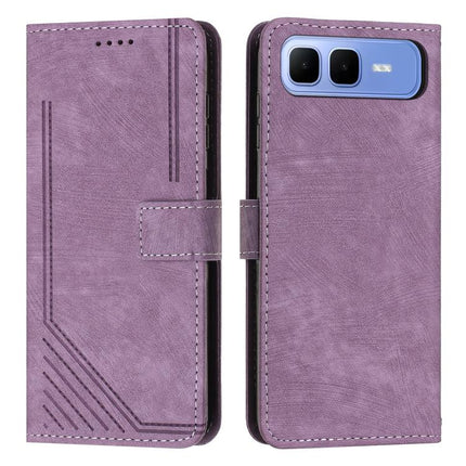 Skin Feel Stripe Pattern Leather Phone Case with Lanyard, For Infinix Hot 60 4G / Hot 60i 4G, For Infinix Hot 60 Pro+ 4G, For Infinix Hot 60 Pro 4G, For Infinix Smart 10 Plus 4G