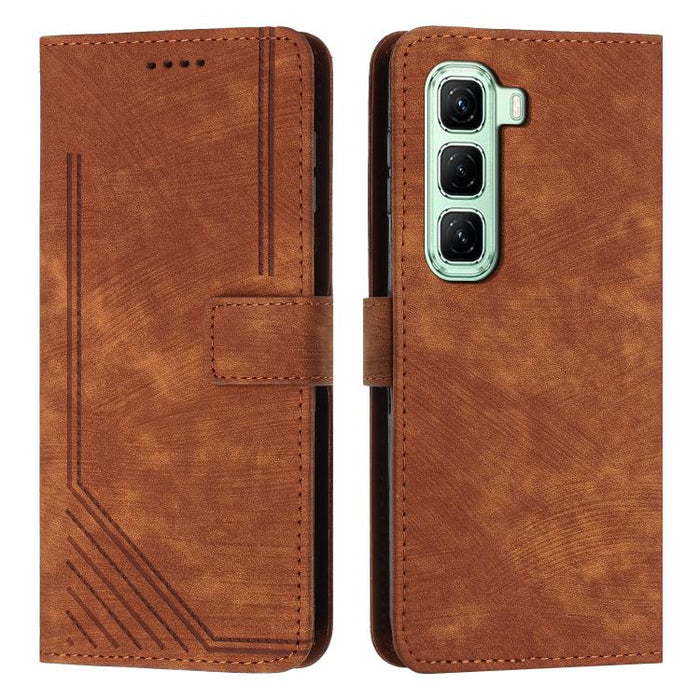 Skin Feel Stripe Pattern Leather Phone Case with Lanyard, For Infinix Hot 60 4G / Hot 60i 4G, For Infinix Hot 60 Pro+ 4G, For Infinix Hot 60 Pro 4G, For Infinix Smart 10 Plus 4G