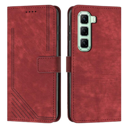 Skin Feel Stripe Pattern Leather Phone Case with Lanyard, For Infinix Hot 60 4G / Hot 60i 4G, For Infinix Hot 60 Pro+ 4G, For Infinix Hot 60 Pro 4G, For Infinix Smart 10 Plus 4G