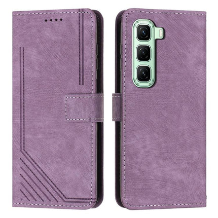 Skin Feel Stripe Pattern Leather Phone Case with Lanyard, For Infinix Hot 60 4G / Hot 60i 4G, For Infinix Hot 60 Pro+ 4G, For Infinix Hot 60 Pro 4G, For Infinix Smart 10 Plus 4G