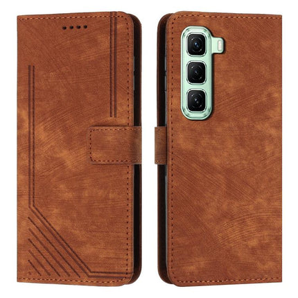 Skin Feel Stripe Pattern Leather Phone Case with Lanyard, For Infinix Hot 60 4G / Hot 60i 4G, For Infinix Hot 60 Pro+ 4G, For Infinix Hot 60 Pro 4G, For Infinix Smart 10 Plus 4G