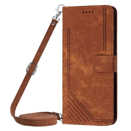 Skin Feel Stripe Pattern Leather Phone Case with Lanyard, For Infinix Hot 70 5G, For Infinix Note Edge 5G, For Infinix Smart 20 4G, For Infinix Note 60 / 60 Pro 5G