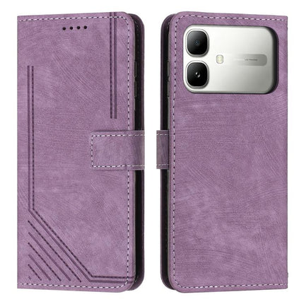 Skin Feel Stripe Pattern Leather Phone Case with Lanyard, For Infinix Hot 70 5G, For Infinix Note Edge 5G, For Infinix Smart 20 4G, For Infinix Note 60 / 60 Pro 5G