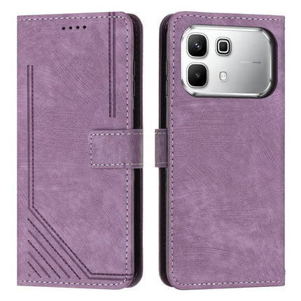 Skin Feel Stripe Pattern Leather Phone Case with Lanyard, For Infinix Hot 70 5G, For Infinix Note Edge 5G, For Infinix Smart 20 4G, For Infinix Note 60 / 60 Pro 5G