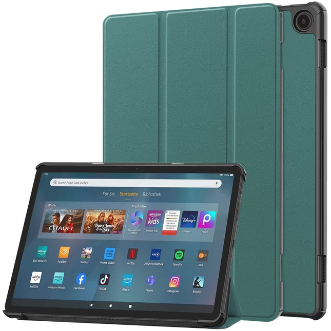 Custer Pure Color 3-Fold Holder Smart Leather Tablet Case, For  Amazon Fire Max 11
