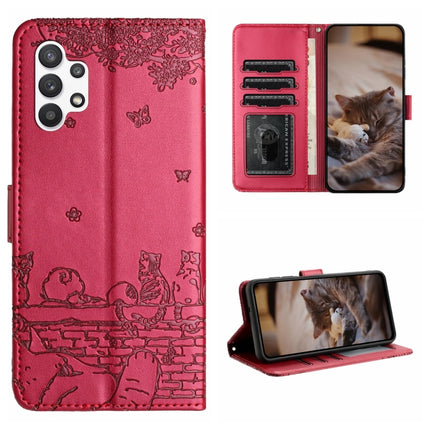 Cat Embossing Pattern Leather Phone Case with Lanyard, For Samsung Galaxy A23, For Samsung Galaxy A33, For Samsung Galaxy A13 4G, For Samsung Galaxy S22 Ultra