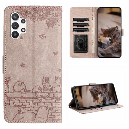 Cat Embossing Pattern Leather Phone Case with Lanyard, For Samsung Galaxy A23, For Samsung Galaxy A33, For Samsung Galaxy A13 4G, For Samsung Galaxy S22 Ultra