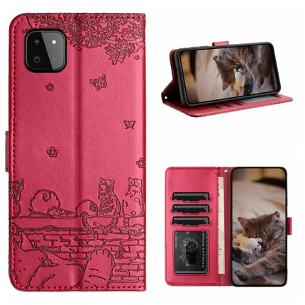 Cat Embossing Pattern Leather Phone Case with Lanyard, For Samsung Galaxy S22+, For Samsung Galaxy S22, For Samsung Galaxy A22 5G, For Samsung Galaxy S21 FE