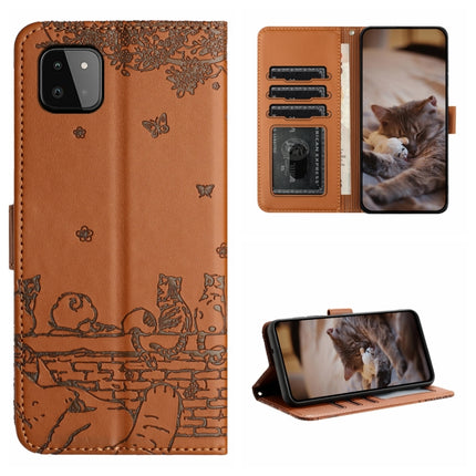 Cat Embossing Pattern Leather Phone Case with Lanyard, For Samsung Galaxy S22+, For Samsung Galaxy S22, For Samsung Galaxy A22 5G, For Samsung Galaxy S21 FE