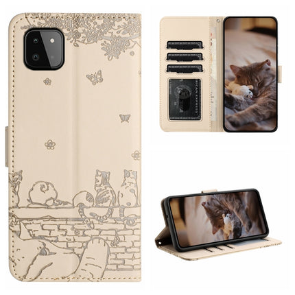 Cat Embossing Pattern Leather Phone Case with Lanyard, For Samsung Galaxy S22+, For Samsung Galaxy S22, For Samsung Galaxy A22 5G, For Samsung Galaxy S21 FE