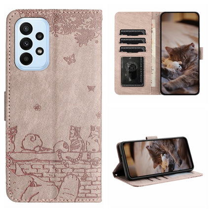 Cat Embossing Pattern Leather Phone Case with Lanyard, For Samsung Galaxy A23, For Samsung Galaxy A33, For Samsung Galaxy A13 4G, For Samsung Galaxy S22 Ultra