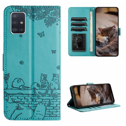 Cat Embossing Pattern Leather Phone Case with Lanyard, For Samsung Galaxy A71, For Samsung Galaxy A51