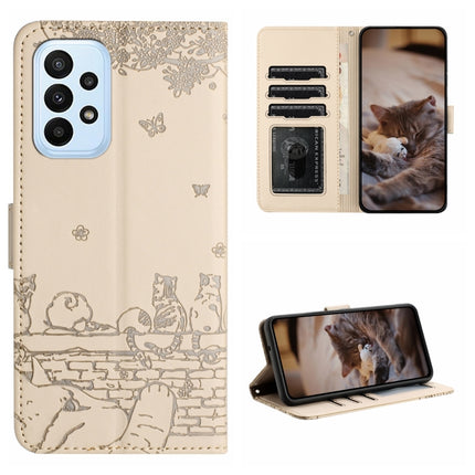 Cat Embossing Pattern Leather Phone Case with Lanyard, For Samsung Galaxy A72, For Samsung Galaxy A52, For Samsung Galaxy A53, For Samsung Galaxy A32 5G