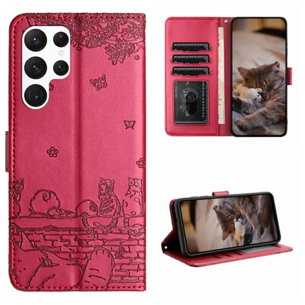 Cat Embossing Pattern Leather Phone Case with Lanyard, For Samsung Galaxy A23, For Samsung Galaxy A33, For Samsung Galaxy A13 4G, For Samsung Galaxy S22 Ultra