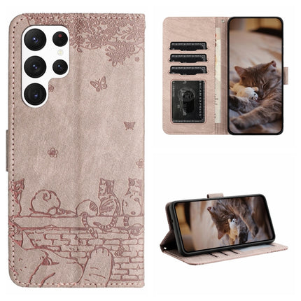 Cat Embossing Pattern Leather Phone Case with Lanyard, For Samsung Galaxy A23, For Samsung Galaxy A33, For Samsung Galaxy A13 4G, For Samsung Galaxy S22 Ultra