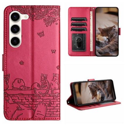 Cat Embossing Pattern Leather Phone Case with Lanyard, For Samsung Galaxy S23 FE, For Samsung Galaxy S23 Ultra, For Samsung Galaxy S23, For Samsung Galaxy S20 FE