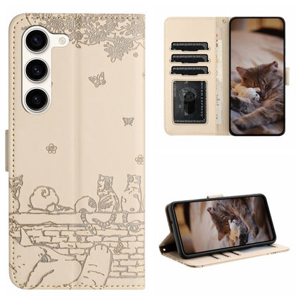 Cat Embossing Pattern Leather Phone Case with Lanyard, For Samsung Galaxy S23 FE, For Samsung Galaxy S23 Ultra, For Samsung Galaxy S23, For Samsung Galaxy S20 FE