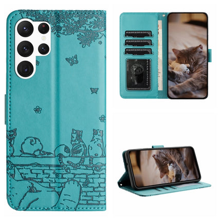 Cat Embossing Pattern Leather Phone Case with Lanyard, For Samsung Galaxy S23 FE, For Samsung Galaxy S23 Ultra, For Samsung Galaxy S23, For Samsung Galaxy S20 FE
