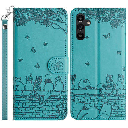 Cat Embossing Pattern Leather Phone Case with Lanyard, For Samsung Galaxy S23 FE, For Samsung Galaxy S23 Ultra, For Samsung Galaxy S23, For Samsung Galaxy S20 FE