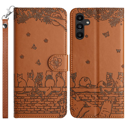 Cat Embossing Pattern Leather Phone Case with Lanyard, For Samsung Galaxy S23 FE, For Samsung Galaxy S23 Ultra, For Samsung Galaxy S23, For Samsung Galaxy S20 FE