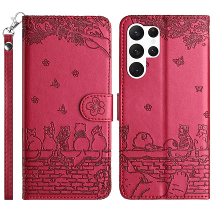 Cat Embossing Pattern Leather Phone Case with Lanyard, For Samsung Galaxy A24, For Samsung Galaxy A15 5G, For Samsung Galaxy S24 Ultra, For Samsung Galaxy S24+