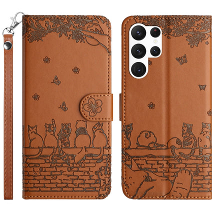 Cat Embossing Pattern Leather Phone Case with Lanyard, For Samsung Galaxy A24, For Samsung Galaxy A15 5G, For Samsung Galaxy S24 Ultra, For Samsung Galaxy S24+